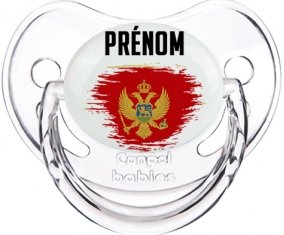 Drapeau effet pinceau Monténégro avec prénom Sucette Physiologique Transparent classique