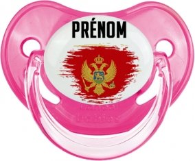 Drapeau effet pinceau Monténégro avec prénom Sucette Physiologique Rose classique