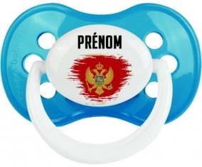 Drapeau effet pinceau Monténégro avec prénom Sucette Anatomique Cyan classique