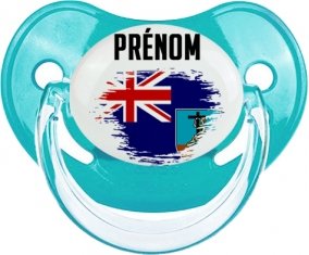 Drapeau effet pinceau Montserrat avec prénom Tétine Physiologique Bleue classique