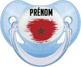 Drapeau effet pinceau Maroc avec prénom Sucete Physiologique Bleue à paillette
