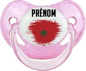 Drapeau effet pinceau Maroc avec prénom Sucete Physiologique Rose à paillette