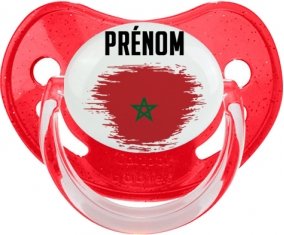 Drapeau effet pinceau Maroc avec prénom Sucete Physiologique Rouge à paillette