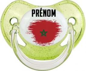 Drapeau effet pinceau Maroc avec prénom Sucete Physiologique Vert à paillette