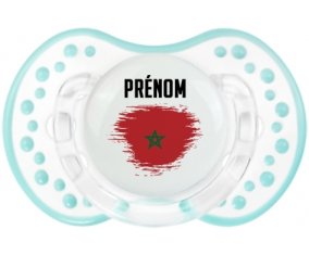 Drapeau effet pinceau Maroc avec prénom Tétine LOVI Dynamic Retro-blanc-lagon classique