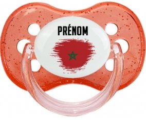 Drapeau effet pinceau Maroc avec prénom Sucette Cerise Rouge à paillette