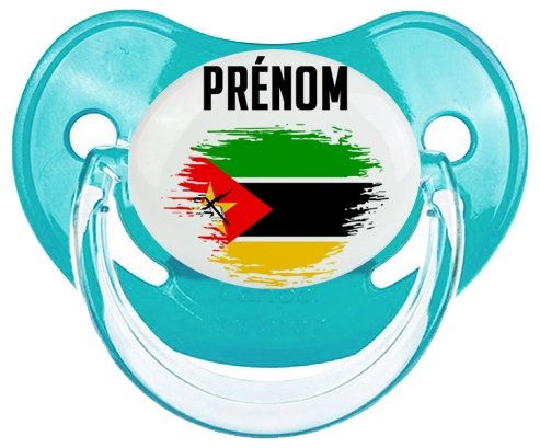 Drapeau effet pinceau Mozambique avec prénom Sucette Physiologique Bleue classique