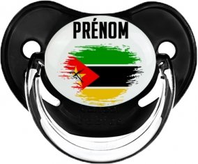 Drapeau effet pinceau Mozambique avec prénom Sucette Physiologique Noir classique