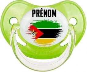 Drapeau effet pinceau Mozambique avec prénom Sucette Physiologique Vert classique