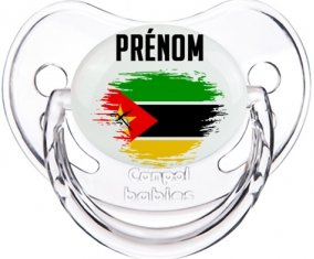 Drapeau effet pinceau Mozambique avec prénom Sucette Physiologique Transparent classique