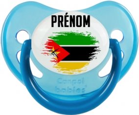 Drapeau effet pinceau Mozambique avec prénom Sucette Physiologique Bleue phosphorescente