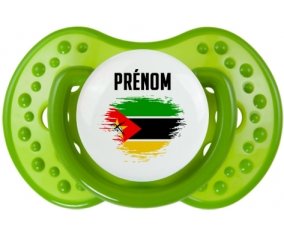 Drapeau effet pinceau Mozambique avec prénom : Sucette LOVI Dynamic personnalisée