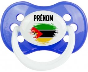 Drapeau effet pinceau Mozambique avec prénom Tétine Anatomique Bleu classique