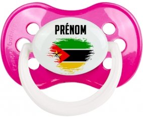 Drapeau effet pinceau Mozambique avec prénom Tétine Anatomique Rose foncé classique