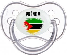 Drapeau effet pinceau Mozambique avec prénom Tétine Anatomique Transparente classique