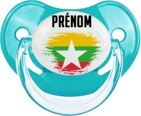 Drapeau effet pinceau Myanmar avec prénom : Sucette Physiologique personnalisée