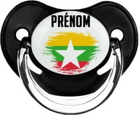 Drapeau effet pinceau Myanmar avec prénom Sucette Physiologique Noir classique