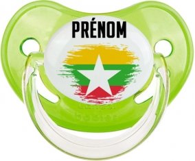 Drapeau effet pinceau Myanmar avec prénom Sucette Physiologique Vert classique