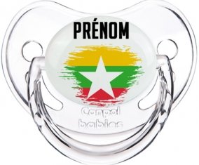 Drapeau effet pinceau Myanmar avec prénom Sucette Physiologique Transparent classique
