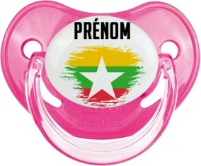 Drapeau effet pinceau Myanmar avec prénom Sucette Physiologique Rose classique