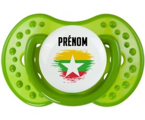Drapeau effet pinceau Myanmar avec prénom Sucette LOVI Dynamic Vert classique