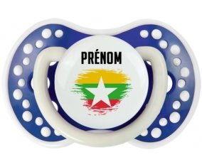 Drapeau effet pinceau Myanmar avec prénom Sucette LOVI Dynamic Bleu-marine phosphorescente