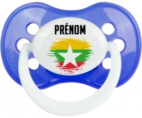 Drapeau effet pinceau Myanmar avec prénom : Sucette Anatomique personnalisée