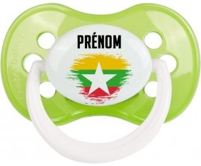 Drapeau effet pinceau Myanmar avec prénom Sucette Anatomique Vert classique