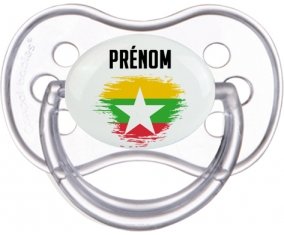 Drapeau effet pinceau Myanmar avec prénom Sucette Anatomique Transparente classique