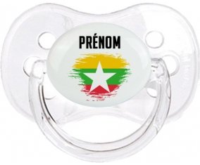 Drapeau effet pinceau Myanmar avec prénom Tétine Cerise Transparent classique