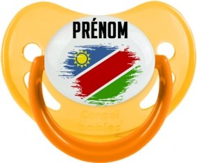Drapeau effet pinceau Namibie avec prénom Tétine Physiologique Jaune phosphorescente