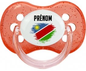 Drapeau effet pinceau Namibie avec prénom Sucete Cerise Rouge à paillette