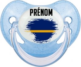 Drapeau effet pinceau Nauru avec prénom Sucete Physiologique Bleue à paillette