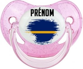 Drapeau effet pinceau Nauru avec prénom Sucete Physiologique Rose à paillette