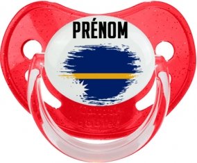 Drapeau effet pinceau Nauru avec prénom Sucete Physiologique Rouge à paillette