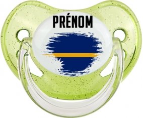 Drapeau effet pinceau Nauru avec prénom Sucete Physiologique Vert à paillette