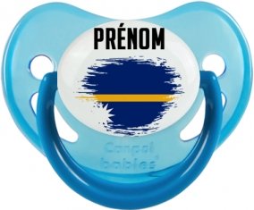 Drapeau effet pinceau Nauru avec prénom Sucete Physiologique Bleue phosphorescente