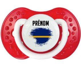 Drapeau effet pinceau Nauru avec prénom Tétine LOVI Dynamic Blanc-rouge classique