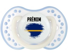 Drapeau effet pinceau Nauru avec prénom Tétine LOVI Dynamic Blanc-cyan classique