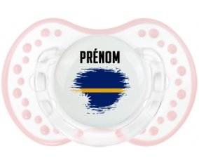 Drapeau effet pinceau Nauru avec prénom Tétine LOVI Dynamic Retro-blanc-rose-tendre classique