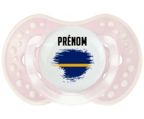 Drapeau effet pinceau Nauru avec prénom Tétine LOVI Dynamic Retro-rose-tendre classique