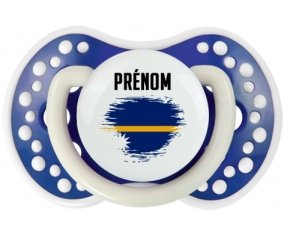 Drapeau effet pinceau Nauru avec prénom Tétine LOVI Dynamic Bleu-marine phosphorescente