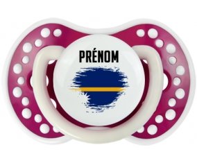 Drapeau effet pinceau Nauru avec prénom Tétine LOVI Dynamic Fuchsia phosphorescente