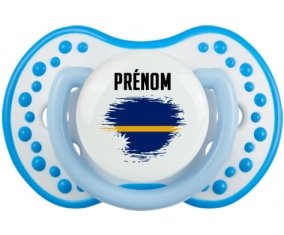 Drapeau effet pinceau Nauru avec prénom Tétine LOVI Dynamic Blanc-bleu phosphorescente
