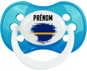 Drapeau effet pinceau Nauru avec prénom Sucette Anatomique Cyan classique