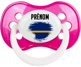 Drapeau effet pinceau Nauru avec prénom Sucette Anatomique Rose foncé classique