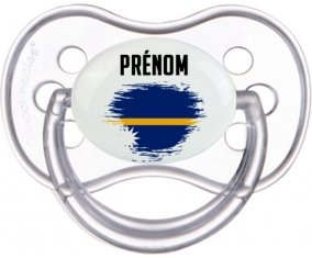 Drapeau effet pinceau Nauru avec prénom Sucette Anatomique Transparente classique