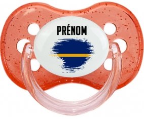 Drapeau effet pinceau Nauru avec prénom Sucette Cerise Rouge à paillette