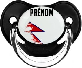 Drapeau effet pinceau Népal avec prénom Sucette Physiologique Noir classique