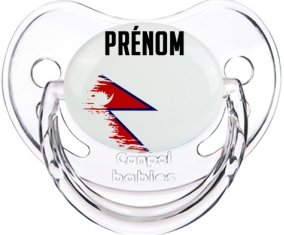 Drapeau effet pinceau Népal avec prénom Sucette Physiologique Transparent classique